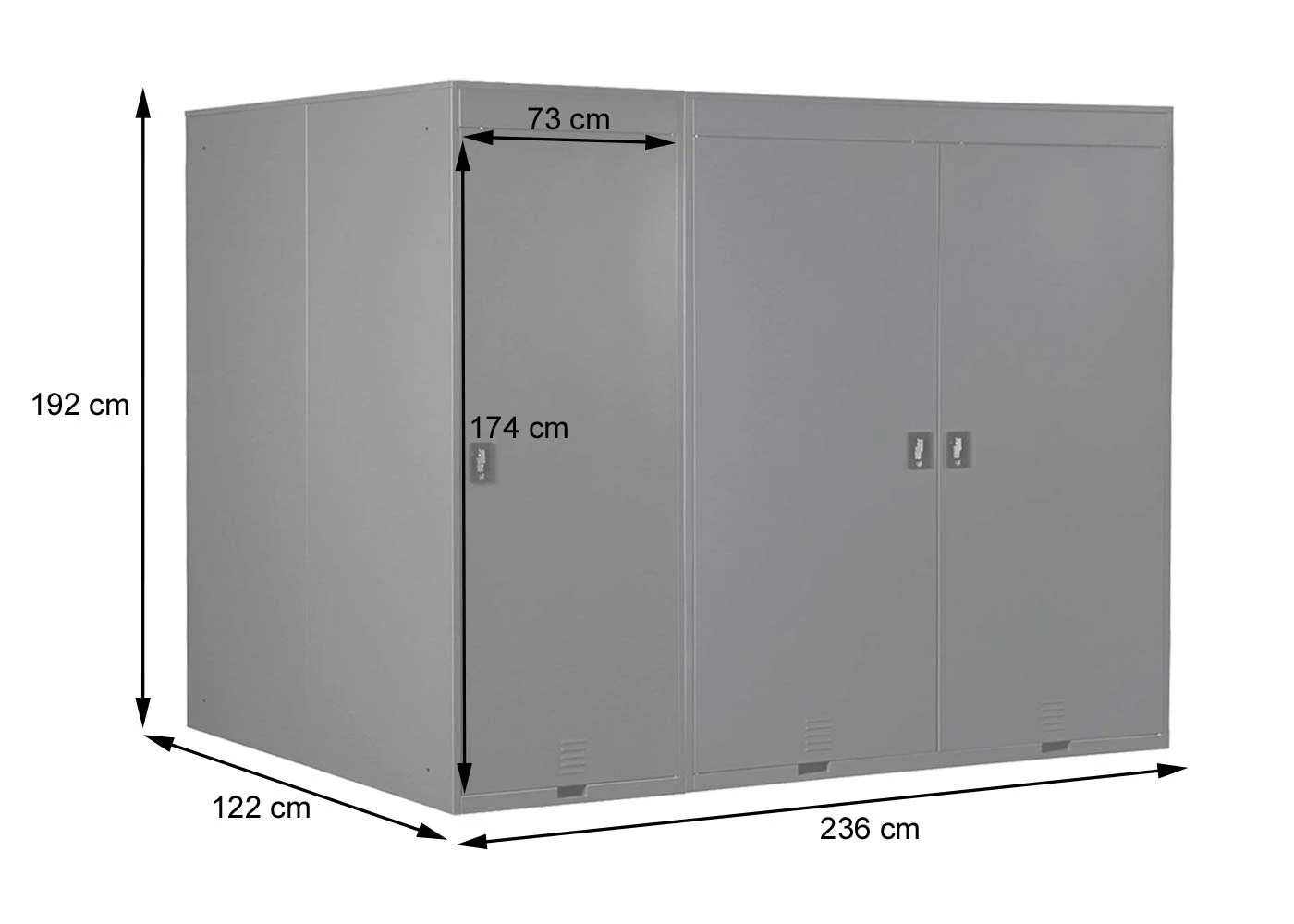 3er-Fahrradgarage MCW-H66, Fahrradbox Gerätehaus Fahrradunterstand, Abschließbar Metall ~ Hellgrau 3 3er-Fahrradgarage MCW-H66, Fahrradbox Gerätehaus Fahrradunterstand, Abschließbar Metall ~ Hellgrau – Bild 3