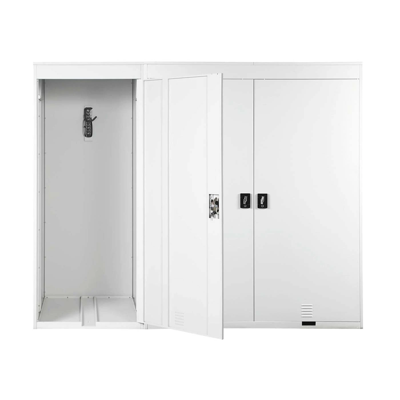 3er-Fahrradgarage MCW-H66, Fahrradbox Gerätehaus Fahrradunterstand, Abschließbar Metall ~ Hellgrau 5 3er-Fahrradgarage MCW-H66, Fahrradbox Gerätehaus Fahrradunterstand, Abschließbar Metall ~ Hellgrau – Bild 5