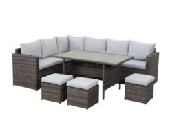 9-Sitzer Lounge Set Polyrattan Mit Sofa Tisch Polster -versch. Ausführungen