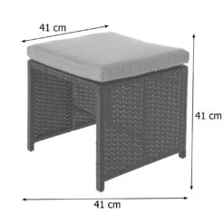 Poly-Rattan Hocker MCW-K35, Gartenhocker, Sitzhocker ~ Schwarz, Kissen Hellgrau -OUTSUNNY Verkäufe 2354014000 prod 005