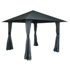 Pergola MCW-J63, Garten Pavillon Terrassenüberdachung Mit Seitenwand 3x3m ~ Anthrazit -OUTSUNNY Verkäufe 2354124001 prod 005