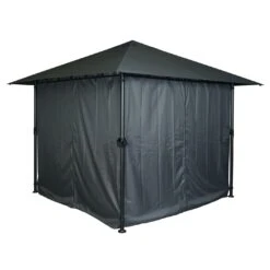 Pergola MCW-J63, Garten Pavillon Terrassenüberdachung Mit Seitenwand 3x3m ~ Anthrazit -OUTSUNNY Verkäufe 2354124001 prod 006