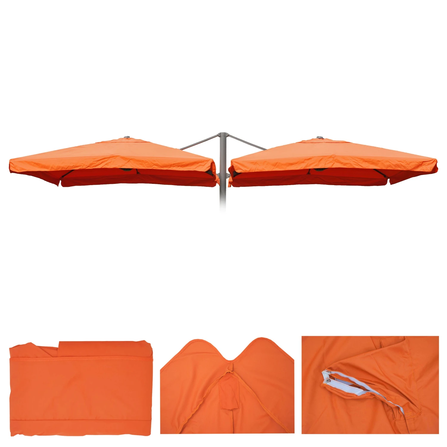Sonnenschirmbezug T44, 8 Streben 3x3m Polyester, Ersatz-Bezug Für Doppel-Ampelschirm T44 ~ Terracotta Mit Flap 1 Sonnenschirmbezug T44, 8 Streben 3x3m Polyester, Ersatz-Bezug Für Doppel-Ampelschirm T44 ~ Terracotta Mit Flap