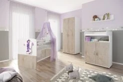 Nonjoo. Babyzimmer Hanna Set 3: Best. Aus Babybett, Kommode, Wickelaufsatz, Wandboard Und Kleiderschrank 2-trg.