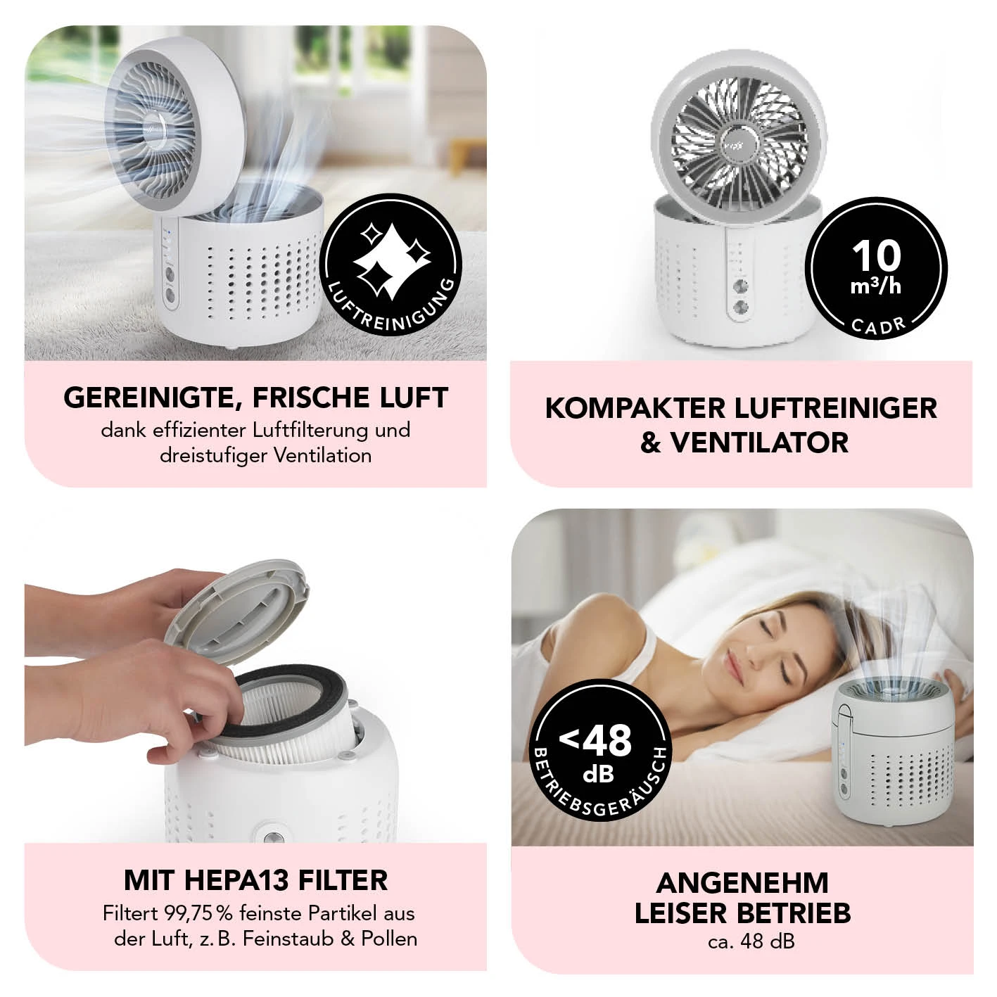 MAXXMEE Tischluftreiniger & Ventilator 2in1 6W Weiß 4 MAXXMEE Tischluftreiniger & Ventilator 2in1 6W Weiß – Bild 4