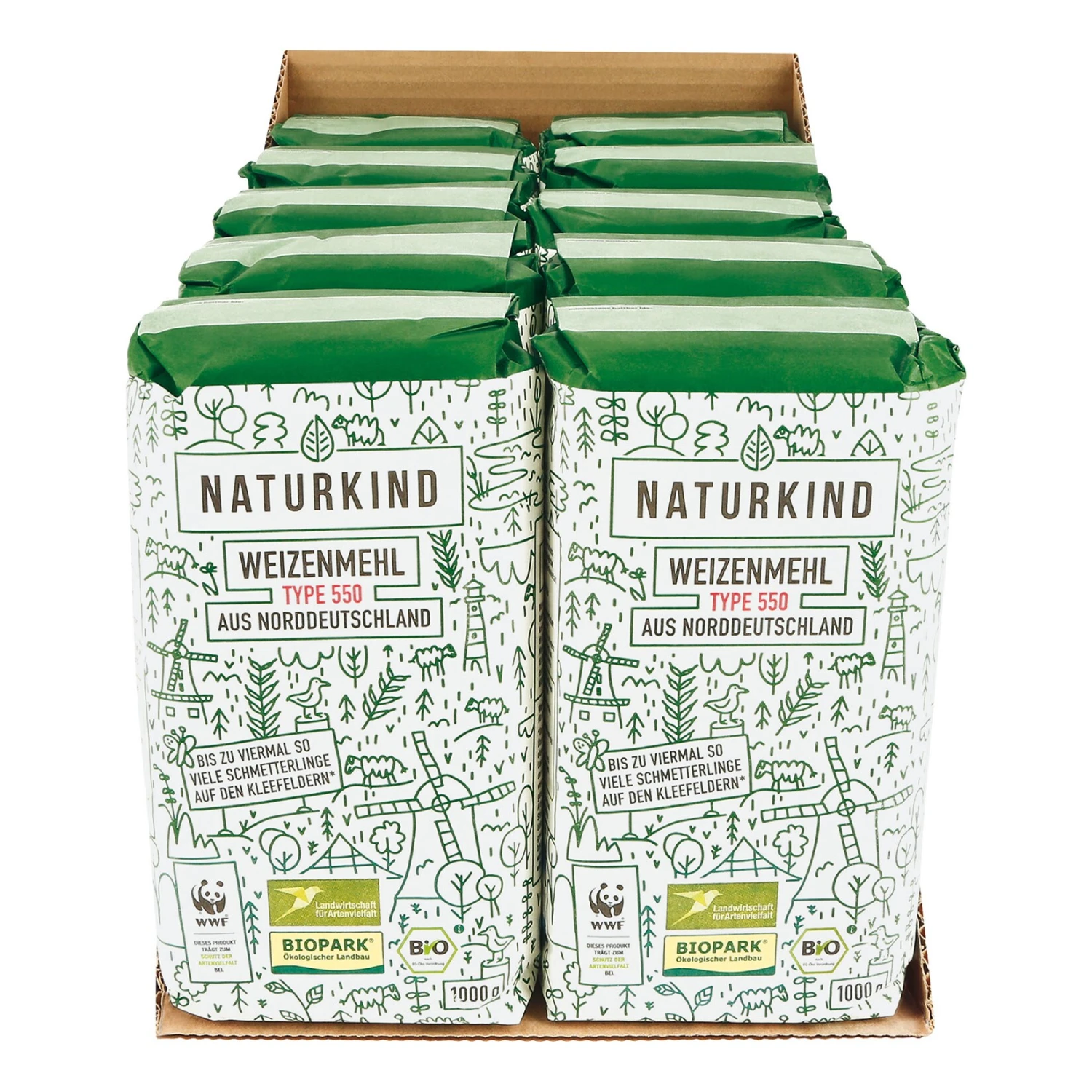 NATURKIND Bio Weizenmehl Type 550 1 Kg, 10er Pack 1 NATURKIND Bio Weizenmehl Type 550 1 Kg, 10er Pack