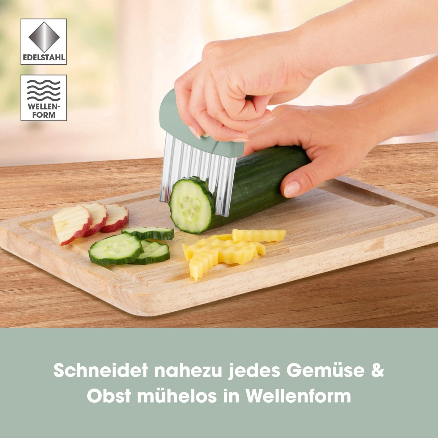 GOURMETmaxx Wellenschneider Grün 2 GOURMETmaxx Wellenschneider Grün – Bild 2