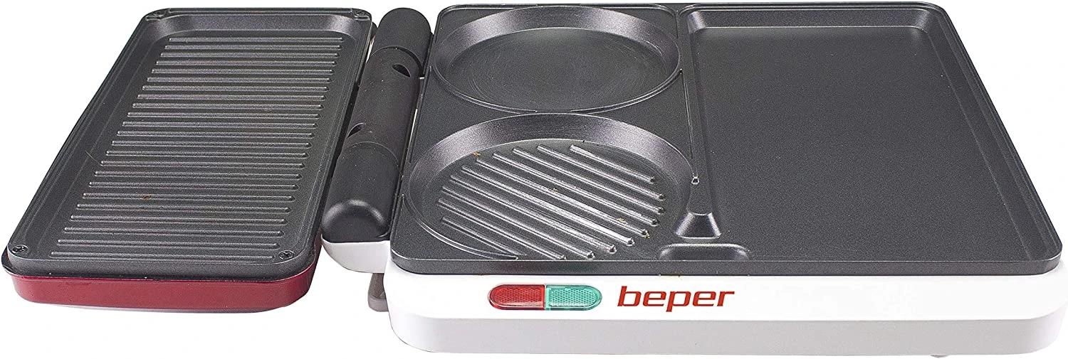 Beper P101CUD500 Multifunktionsgrill In Rot Mit Antihaft-Beschichtung & 4 Kochflächen 5 Beper P101CUD500 Multifunktionsgrill In Rot Mit Antihaft-Beschichtung & 4 Kochflächen – Bild 5