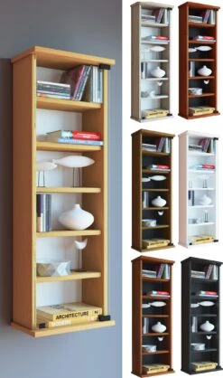 VCM Holz CD DVD Wandregal Hängeregal Wand Schrank Wandvitrine Loposa Glastür