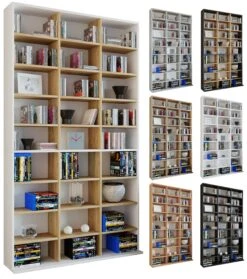 VCM Holz CD DVD Standregal Bücherregal Medienregal Raumteiler Deko Regal Megosa XL