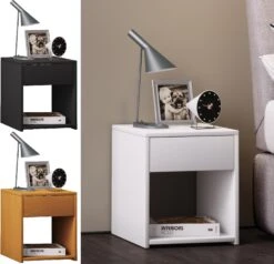 VCM Holz Nachtschrank Beistelltisch Schublade Konsole Nachttisch Sledo Mini