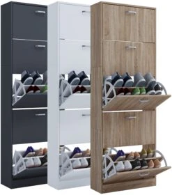 VCM Holz Regal Kipper Schuhregal Schuhschrank Schuhkipper 5 Klappen Sipos XL