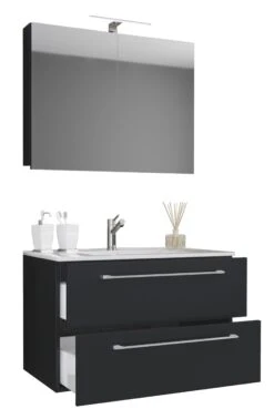 VCM 3-tlg. Waschplatz Waschtisch Badmöbel Set Waschbecken Badinos Schublade SC