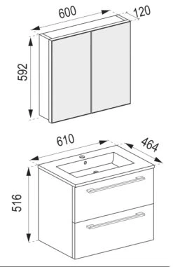 VCM 3-tlg. Waschplatz Waschtisch Badmöbel Set Waschbecken Badinos Schublade SC -OUTSUNNY Verkäufe 8600043100 914146 prod 005