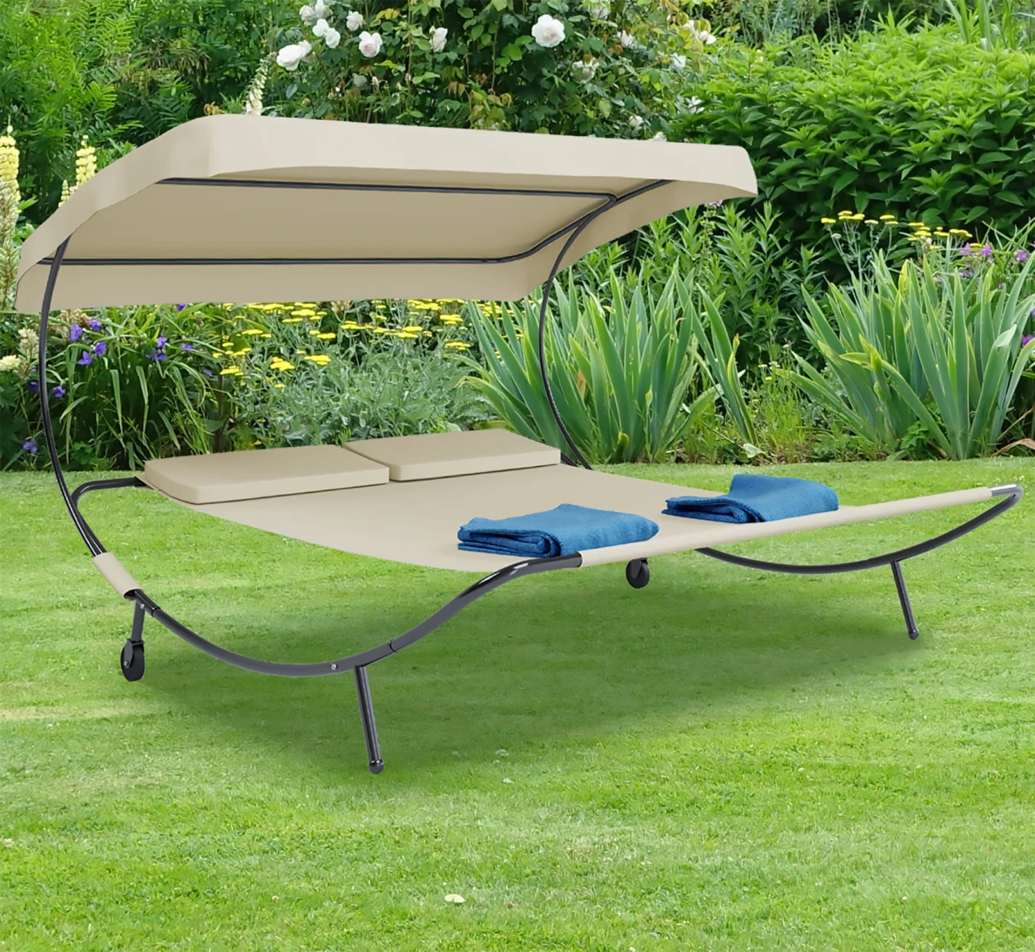 VCM Doppelliege Gartenliege Zweier Sonnenliege Liegestuhl 2 Personen Dach Bindox 6 VCM Doppelliege Gartenliege Zweier Sonnenliege Liegestuhl 2 Personen Dach Bindox – Bild 6