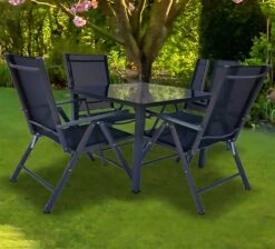 VCM Set Gartenmöbel Alu Glas Gartenset Sitzgruppe Essgruppe Tisch Stühle 80 SW -OUTSUNNY Verkäufe 8600043100 915306 prod 005