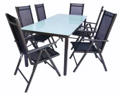 VCM Set Gartenmöbel Alu Glas Gartenset Sitzgruppe Essgruppe Tisch Stühle 190 MA