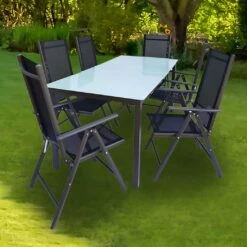 VCM Set Gartenmöbel Alu Glas Gartenset Sitzgruppe Essgruppe Tisch Stühle 190 MA -OUTSUNNY Verkäufe 8600043100 915317 prod 006