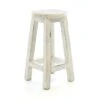 VCM Hocker Weiß Im Vintage-Look Massiv Holz Schemel Blumentisch 50 Cm