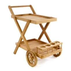 VCM Servierwagen Teewagen Rollwagen Küchenwagen Teakholz Behandelt