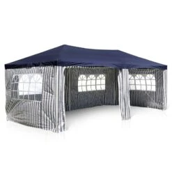 VCM Pavillon Partyzelt Blau 3x6m PE 110g/m² Gartenzelt Festzelt Eventzelt Marktzelt