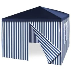VCM Pavillon Partyzelt 3x3m Blau Weiß Wasserdicht 4 Seitenteile Gartenzelt Eventzelt -OUTSUNNY Verkäufe 8600043100 915691 prod 004