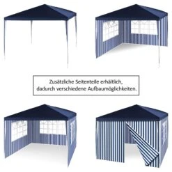 VCM Pavillon Partyzelt 3x3m Blau Weiß Wasserdicht 4 Seitenteile Gartenzelt Eventzelt -OUTSUNNY Verkäufe 8600043100 915691 prod 005