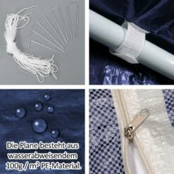 VCM Pavillon Partyzelt 3x3m Blau Weiß Wasserdicht 4 Seitenteile Gartenzelt Eventzelt -OUTSUNNY Verkäufe 8600043100 915691 prod 006