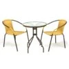 VCM Bistroset Balkonset Beige Sitzgarnitur Aus Glastisch + Bistrostuhl Poly-Rattan