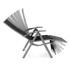 VCM Gartenliege Sonnenliege Liegestuhl Relaxliege Terrasse Balkon Schwarz Grau -OUTSUNNY Verkäufe 8600043100 915955 prod 006