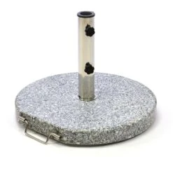 VCM Sonnenschirmständer Rollbar 20kg Granit Grau Rund Ø 40cm Edelstahlhülse Naturstein