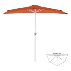 VCM Balkon-Sonnenschirm Terracotta Halbrund Gartenschirm Sonnenschutz 2,7m M. Kurbel -OUTSUNNY Verkäufe 8600043100 916101 prod 005