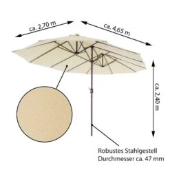 VCM Doppelsonnenschirm XXL Sonnenschirm Creme 4,65m Kurbel Polyester 180g/m² Garten -OUTSUNNY Verkäufe 8600043100 916114 prod 003