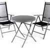 VCM 3er Set Garnitur 2 Klappstühle + 1 Klapptisch Sitzgruppe Glastisch Schwarz