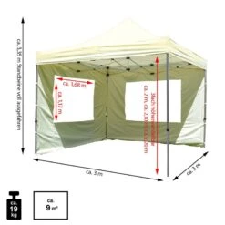 VCM PROFI Falt Pavillon Mit 4 Seitenteilen 3x3m Champagner Wasserdichtes Dach Zelt -OUTSUNNY Verkäufe 8600043100 916146 prod 003