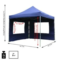 VCM PROFI Falt Pavillon Partyzelt Mit 2 Seitenteilen 3x3m Blau Wasserdichtes Dach -OUTSUNNY Verkäufe 8600043100 916148 prod 003
