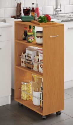 VCM Holz Küchenwagen Servierwagen Rollwagen Nischenschrank Rollbar Rollen Tusal -OUTSUNNY Verkäufe 8600043100 916895 prod 003