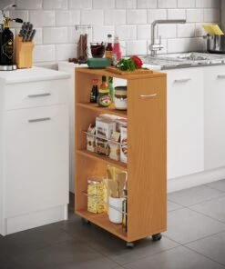 VCM Holz Küchenwagen Servierwagen Rollwagen Nischenschrank Rollbar Rollen Tusal -OUTSUNNY Verkäufe 8600043100 916895 prod 004