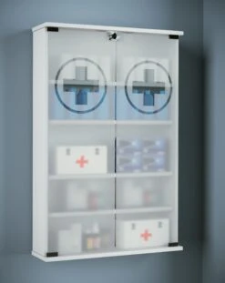 VCM Medizinschrank Arzneischrank Apothekerschrank Wand Schrank Abschließbar Janula -OUTSUNNY Verkäufe 8600043100 917241 prod 003