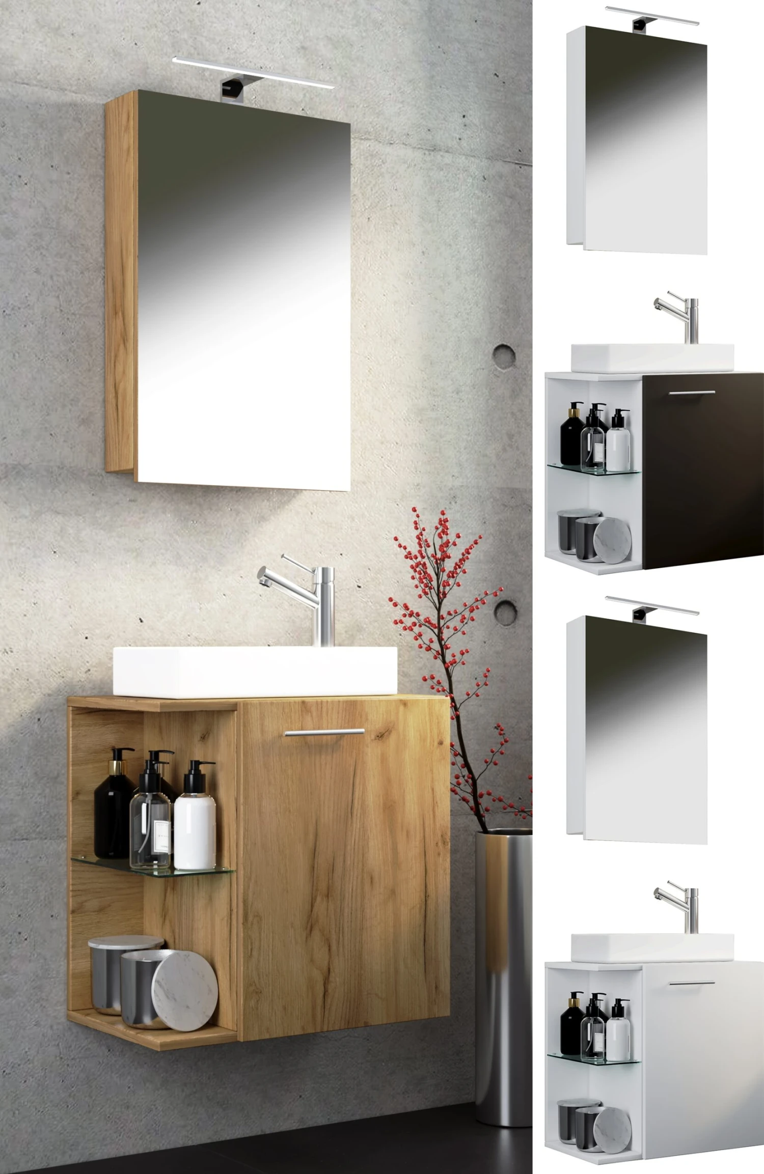 VCM 3-tlg Badmöbel Set Gäste WC Gästebad Waschplatz Waschtisch Klein Schmal Hausa SC 1 VCM 3-tlg Badmöbel Set Gäste WC Gästebad Waschplatz Waschtisch Klein Schmal Hausa SC