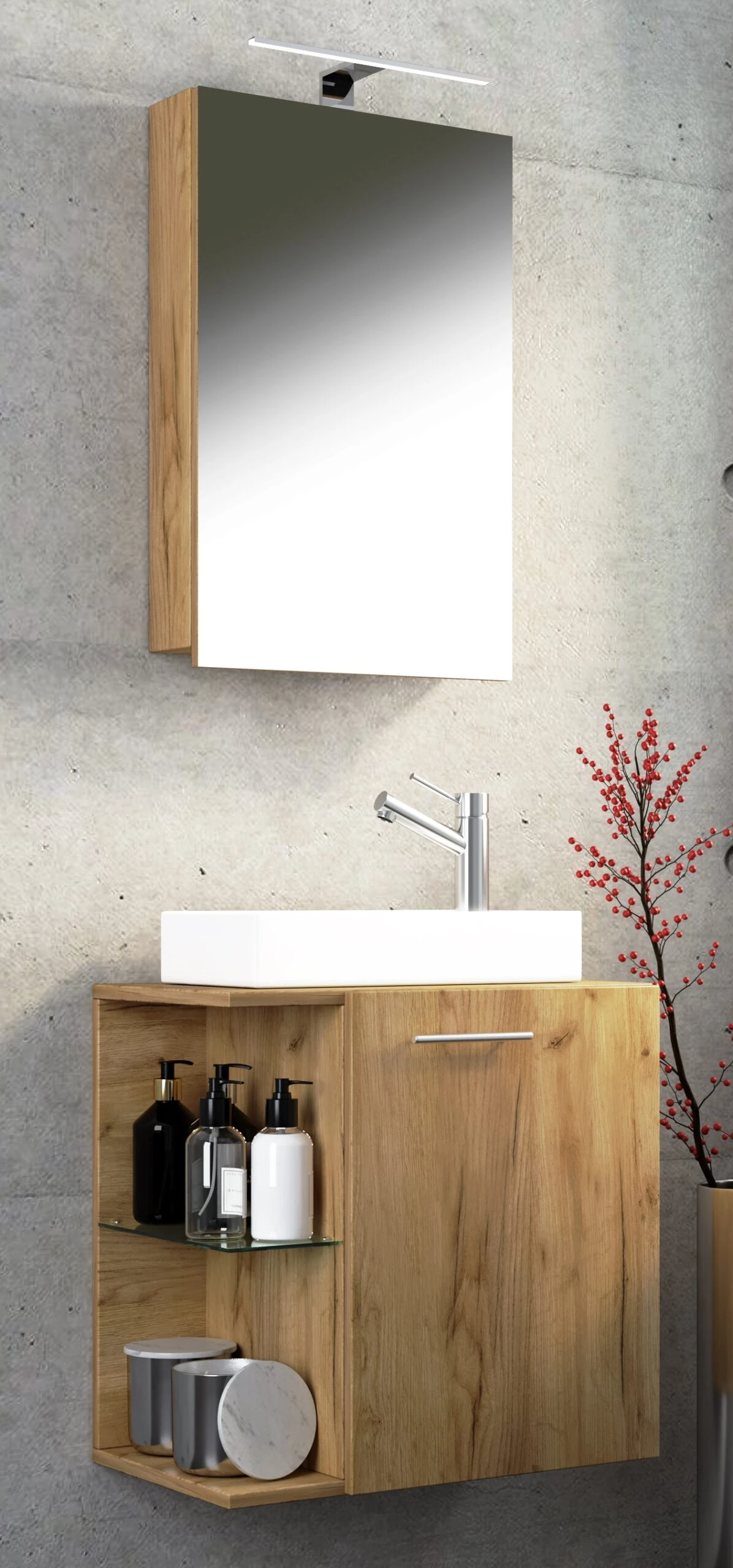 VCM 3-tlg Badmöbel Set Gäste WC Gästebad Waschplatz Waschtisch Klein Schmal Hausa SC 3 VCM 3-tlg Badmöbel Set Gäste WC Gästebad Waschplatz Waschtisch Klein Schmal Hausa SC – Bild 3