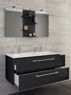 VCM 3-tlg. Doppel Waschplatz 2 Waschtisch Badmöbel Set Waschbecken Budasi Spiegel -OUTSUNNY Verkäufe 8600043100 917545 prod 003