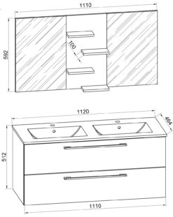 VCM 3-tlg. Doppel Waschplatz 2 Waschtisch Badmöbel Set Waschbecken Budasi Spiegel -OUTSUNNY Verkäufe 8600043100 917545 prod 005
