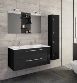 VCM 4-tlg. Doppel Waschplatz 2 Waschtisch Badmöbel Set Waschbecken Budasi Spiegel -OUTSUNNY Verkäufe 8600043100 917551 prod 004