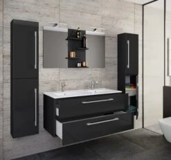 VCM 5-tlg. Doppel Waschplatz 2 Waschtisch Badmöbel Set Waschbecken Budasi Spiegel -OUTSUNNY Verkäufe 8600043100 917557 prod 005