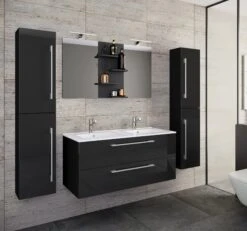 VCM 5-tlg. Doppel Waschplatz 2 Waschtisch Badmöbel Set Waschbecken Budasi Spiegel -OUTSUNNY Verkäufe 8600043100 917557 prod 006