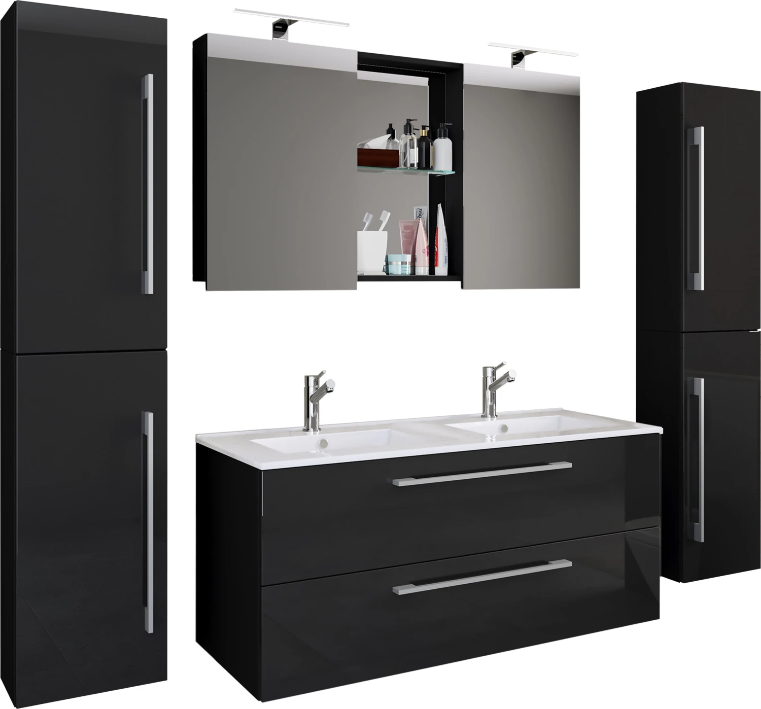 VCM 5-tlg. Doppel Waschplatz 2 Waschtisch Badmöbel Set Waschbecken Budasi SC 1 VCM 5-tlg. Doppel Waschplatz 2 Waschtisch Badmöbel Set Waschbecken Budasi SC