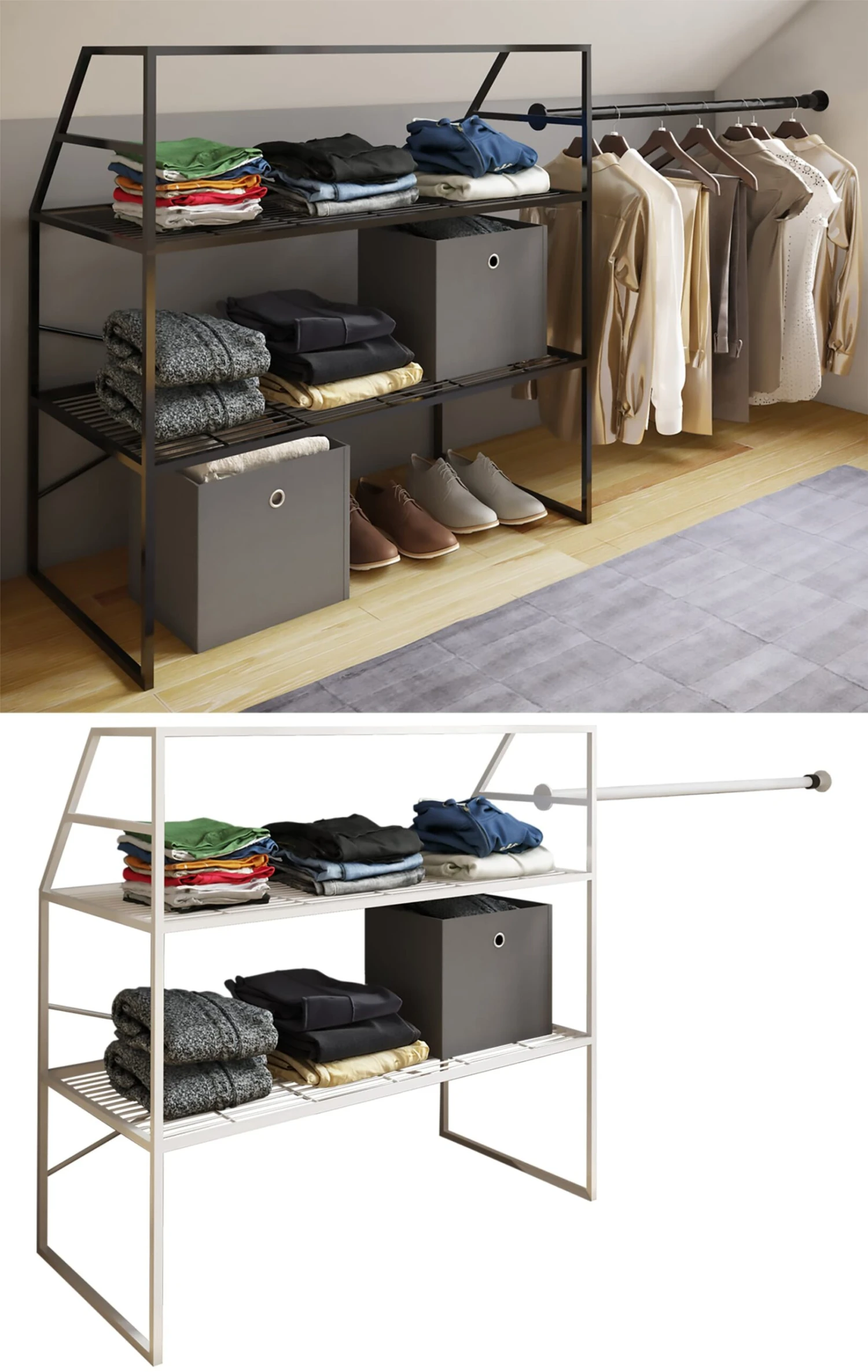 VCM Metall Offener Kleiderschrank Begehbarer Kleiderregal Dachschrägen Regal Disal 1 VCM Metall Offener Kleiderschrank Begehbarer Kleiderregal Dachschrägen Regal Disal