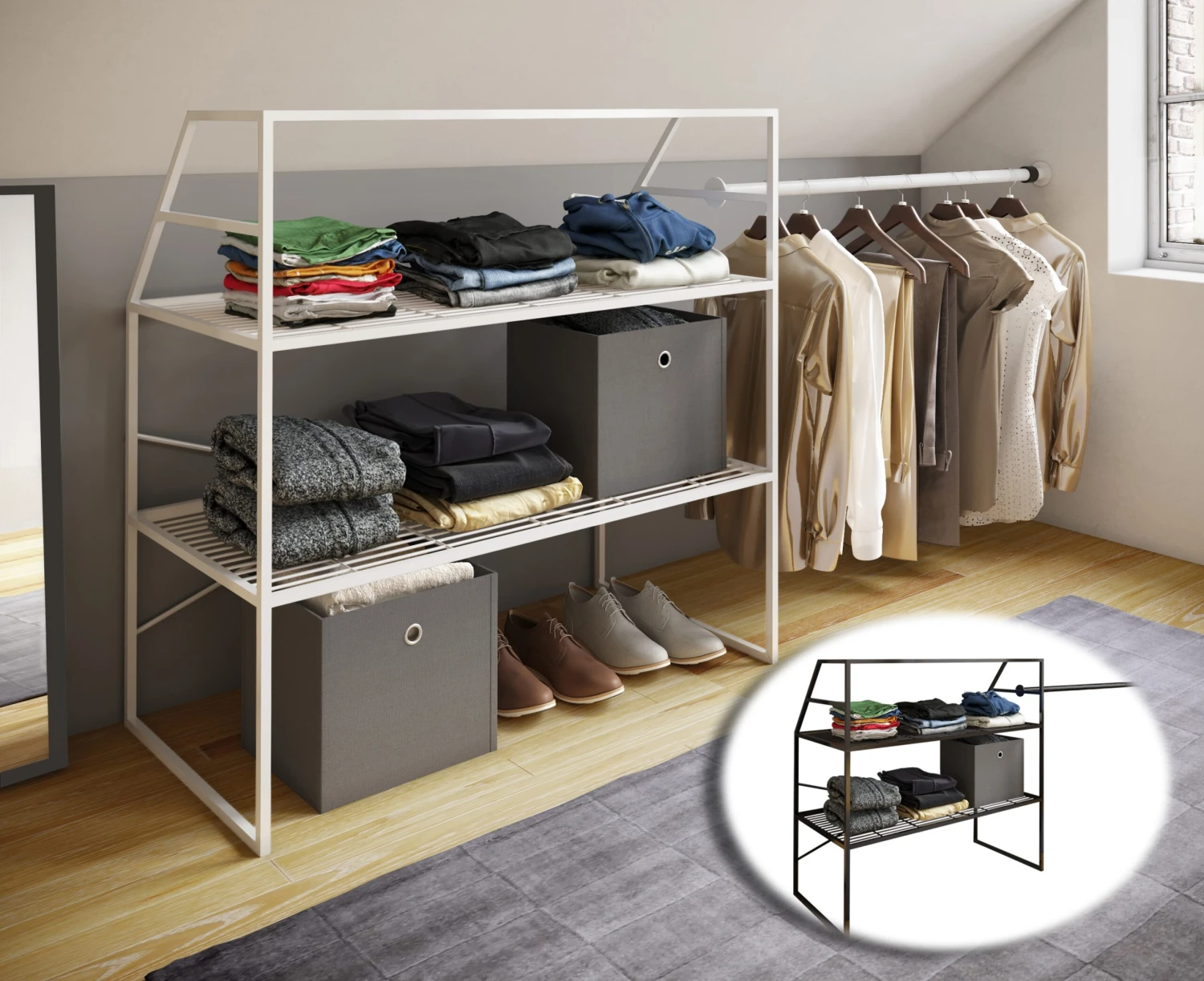 VCM Metall Offener Kleiderschrank Begehbarer Kleiderregal Dachschrägen Regal Disal 2 VCM Metall Offener Kleiderschrank Begehbarer Kleiderregal Dachschrägen Regal Disal – Bild 2