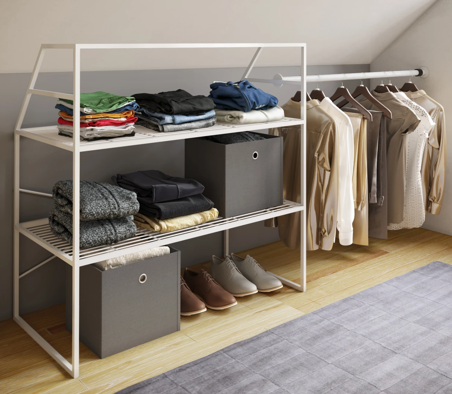 VCM Metall Offener Kleiderschrank Begehbarer Kleiderregal Dachschrägen Regal Disal 4 VCM Metall Offener Kleiderschrank Begehbarer Kleiderregal Dachschrägen Regal Disal – Bild 4